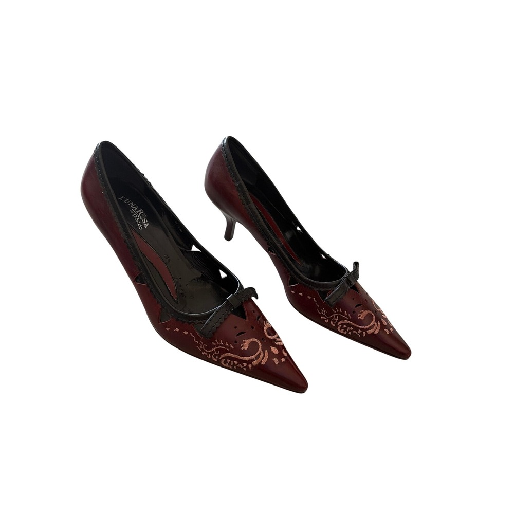 Pumps Embroidered Western Y2K Luna Rosa by Pazzo Women 6.5 Burgundy Pointed Toe